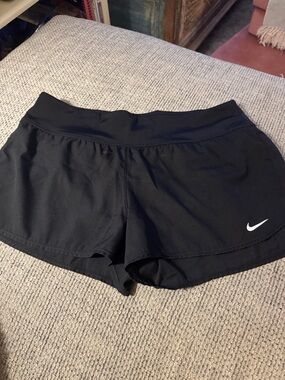 Nike Black Women's Athletic Running Shorts with White Swoosh Size M